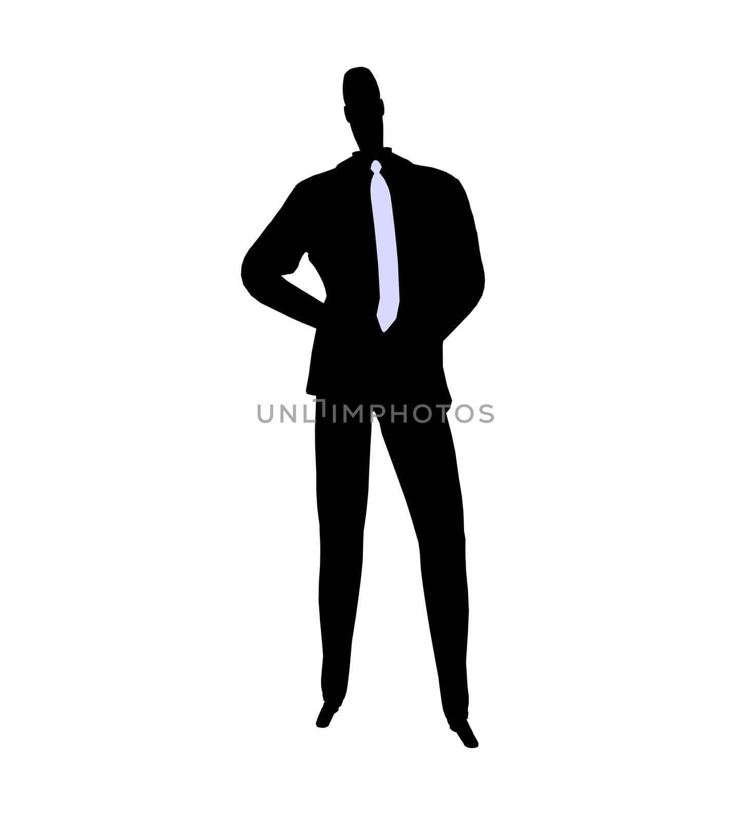 Male business silhouette illustration on a white background
