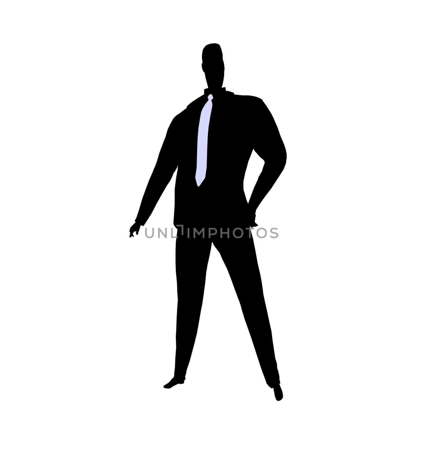 Male business silhouette illustration on a white background