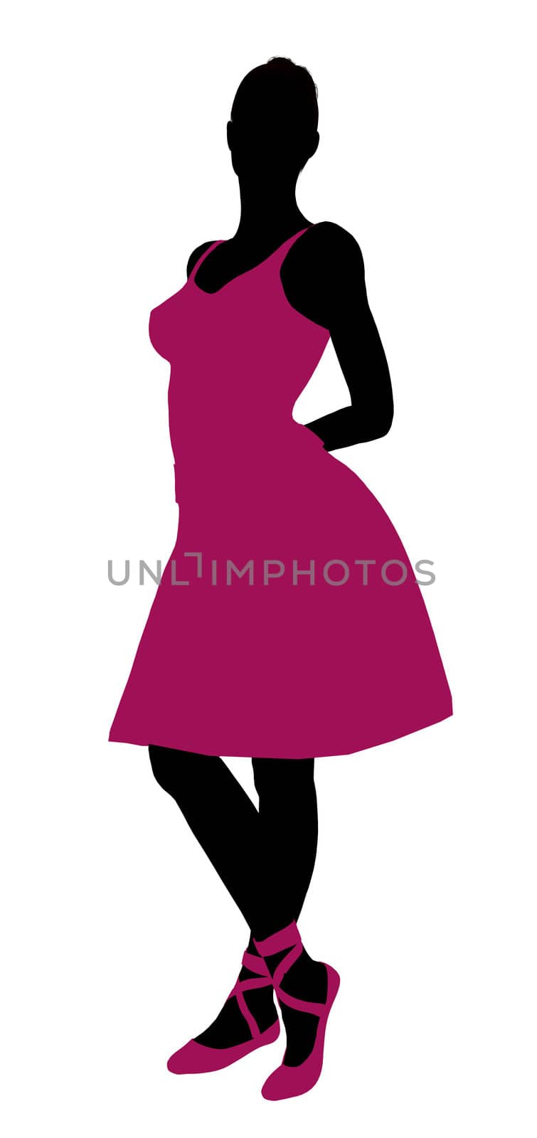 Female ballerina illustration silhouette on a white background