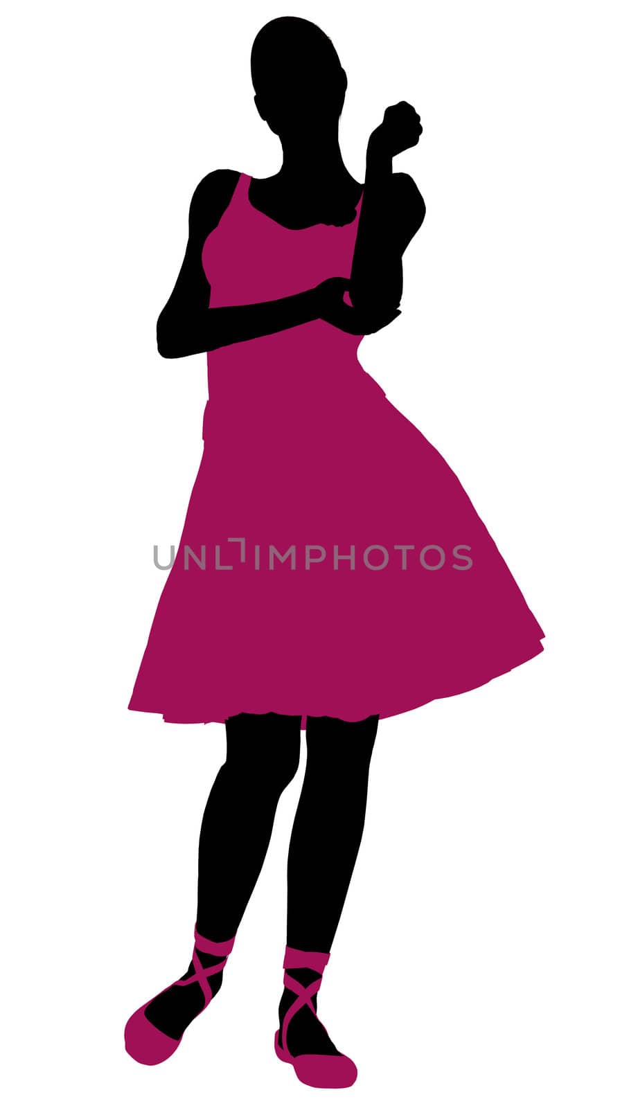 Female ballerina illustration silhouette on a white background