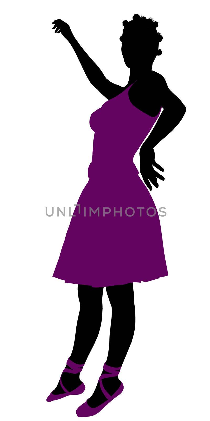 African american female ballerina illustration silhouette on a white background