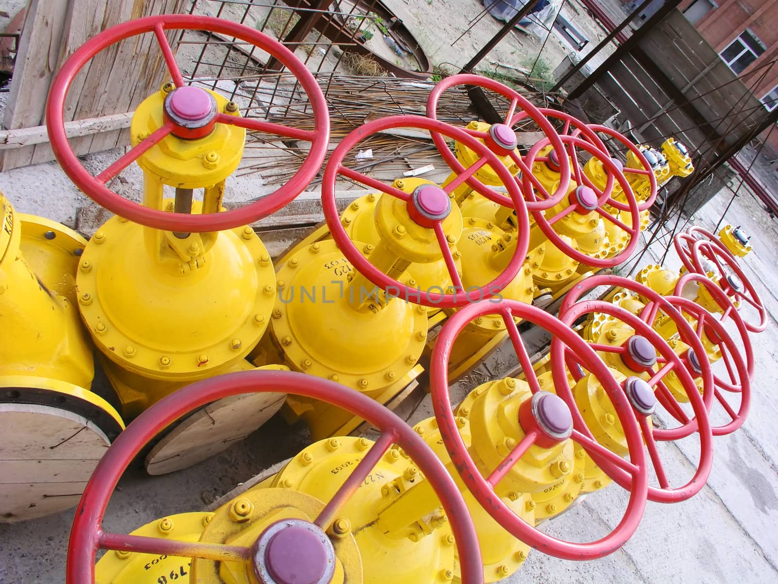A lot of yellow outdoor valves 2