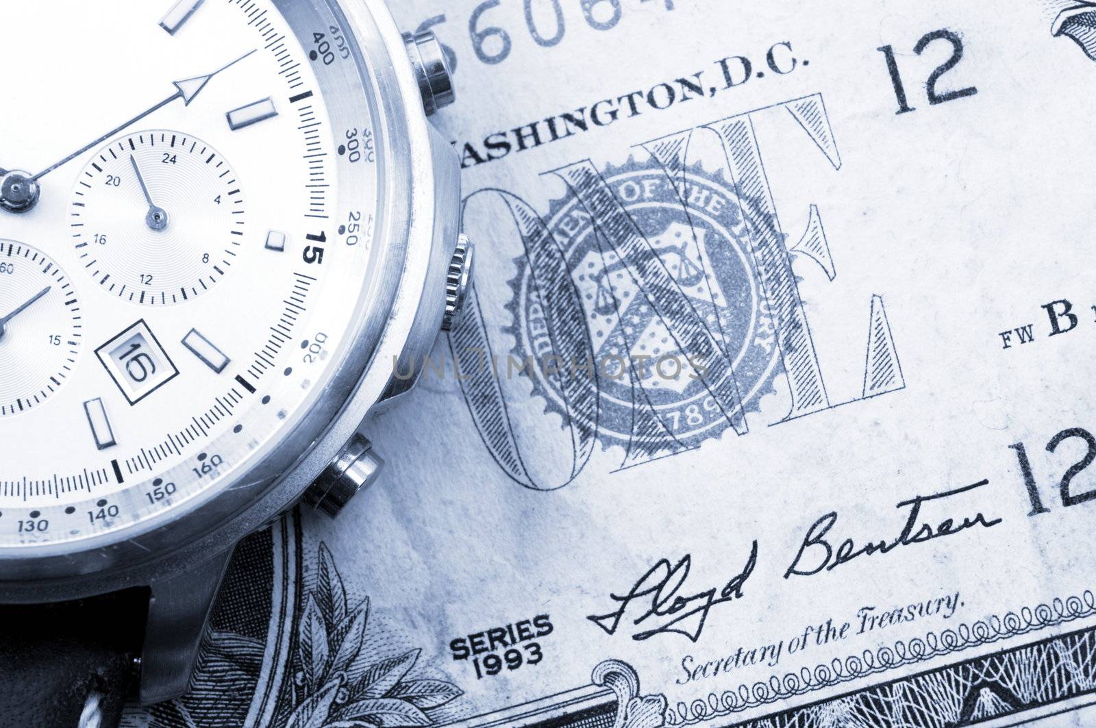 time and money business concept with us dollar