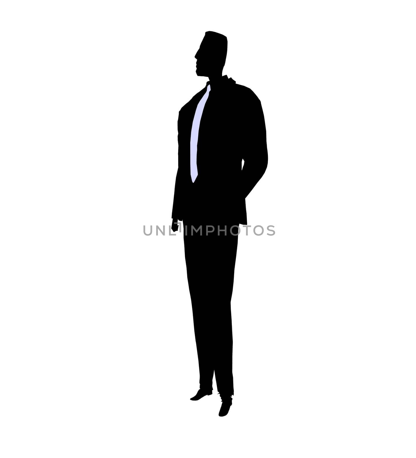 Male business silhouette illustration on a white background