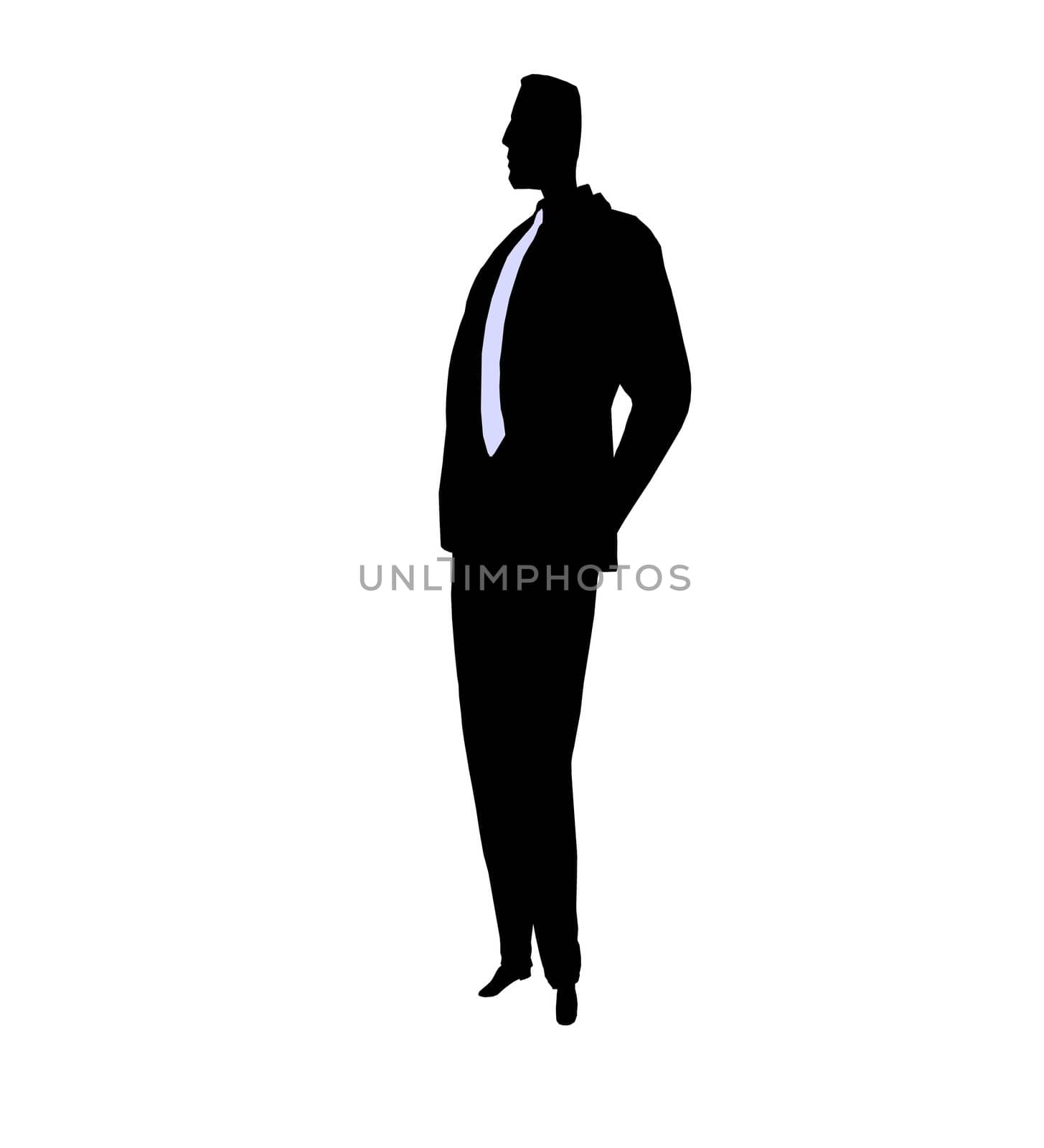 Male business silhouette illustration on a white background