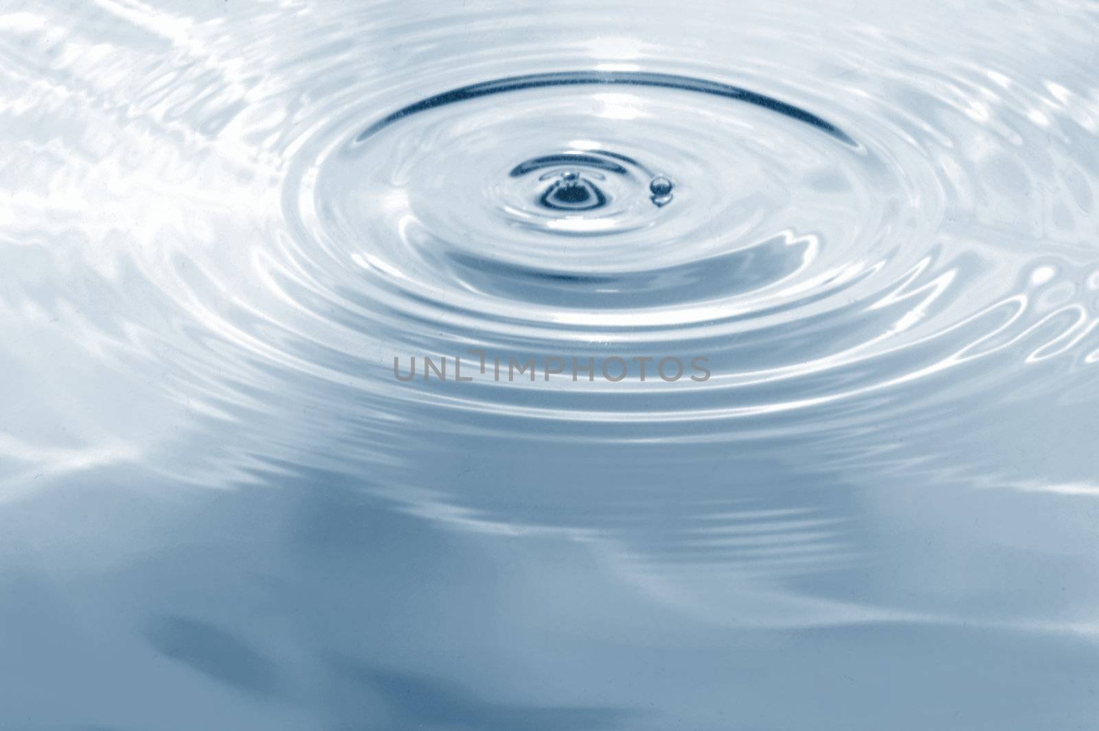 water drop splashing in fresh clear water on a rainy day