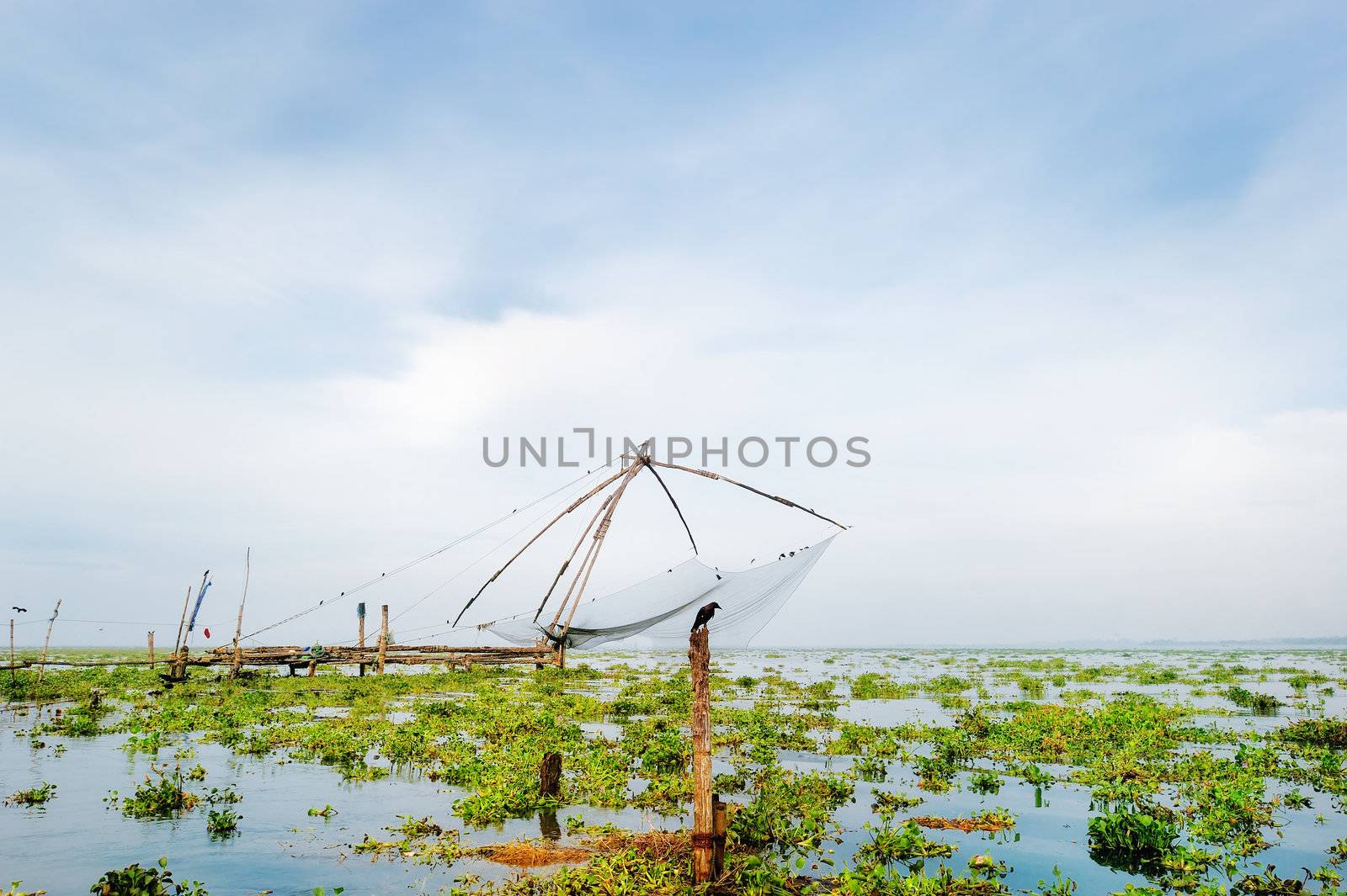 Fishing nets in the bay of ocean