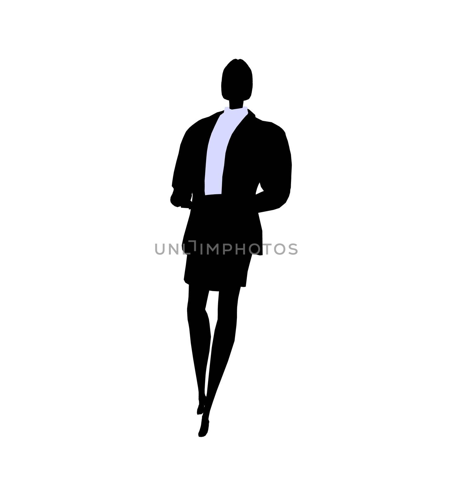 Female business executive silhouette on a white background