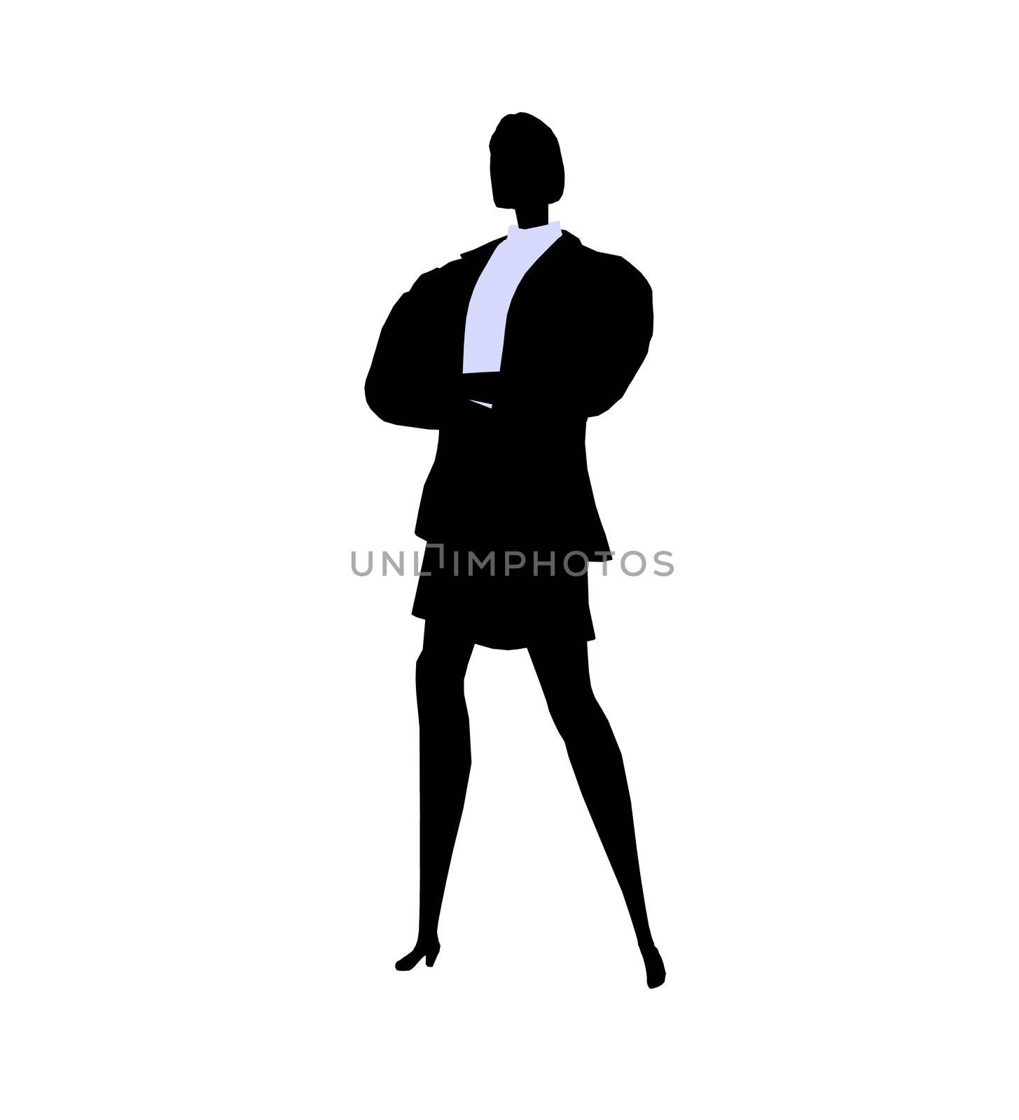 Female business executive silhouette on a white background
