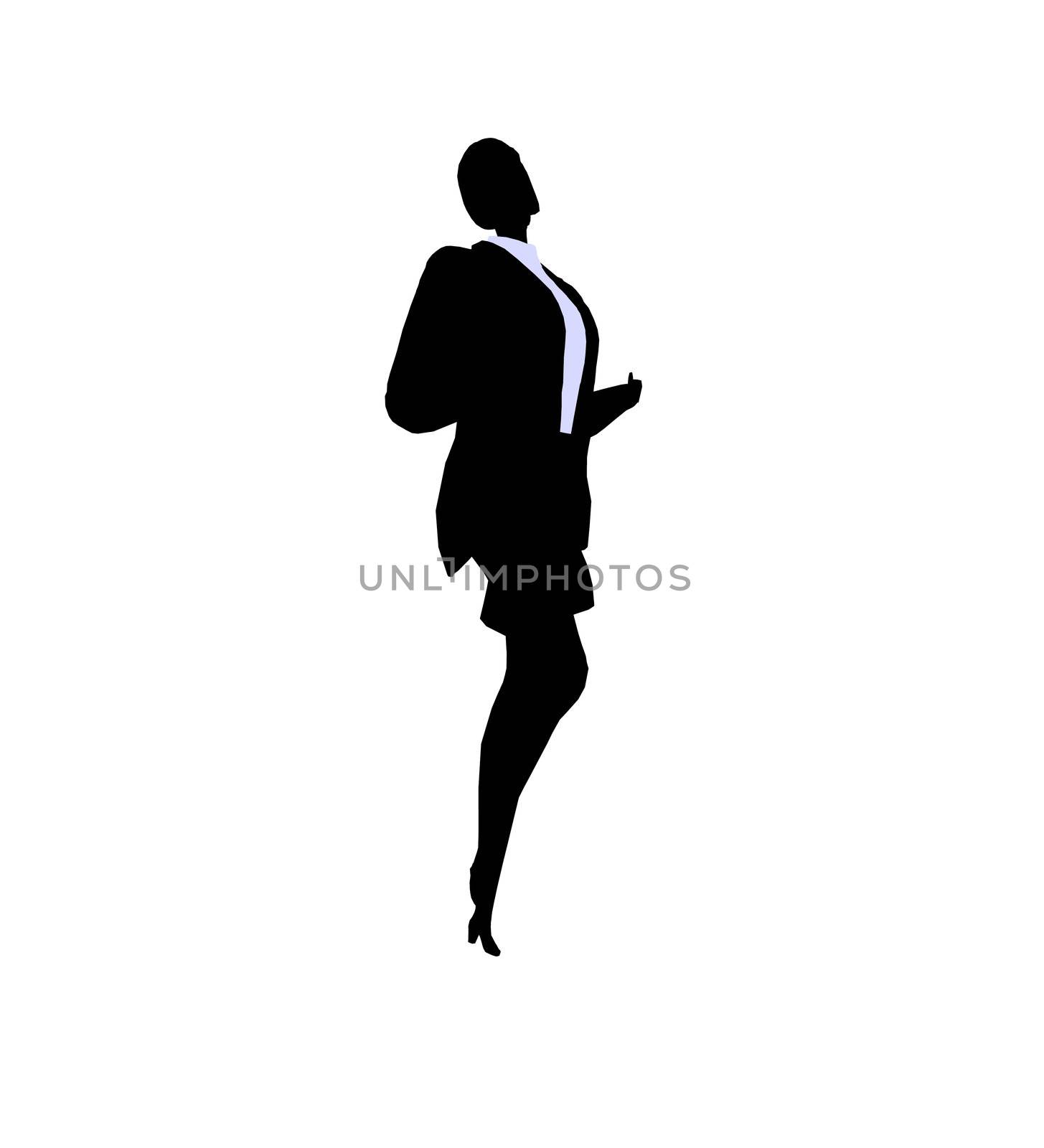 Female business executive silhouette on a white background