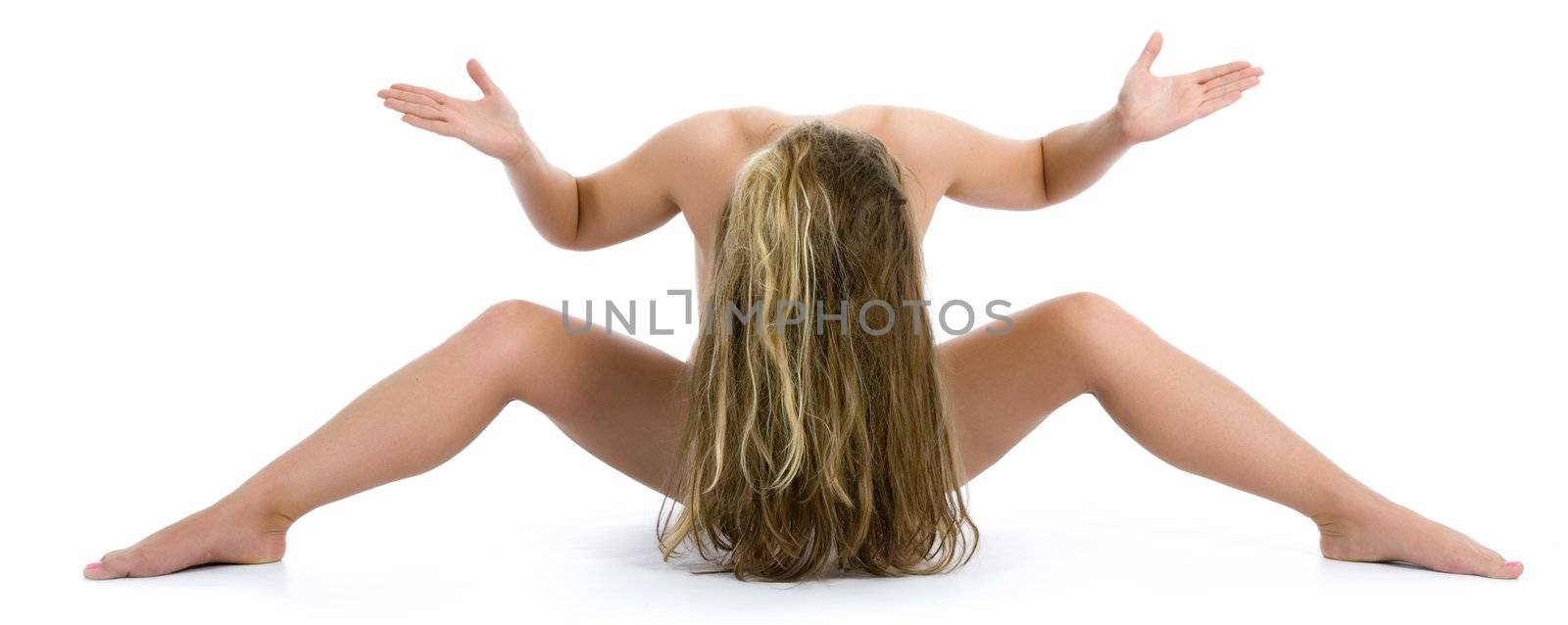 Nude girl on  white background