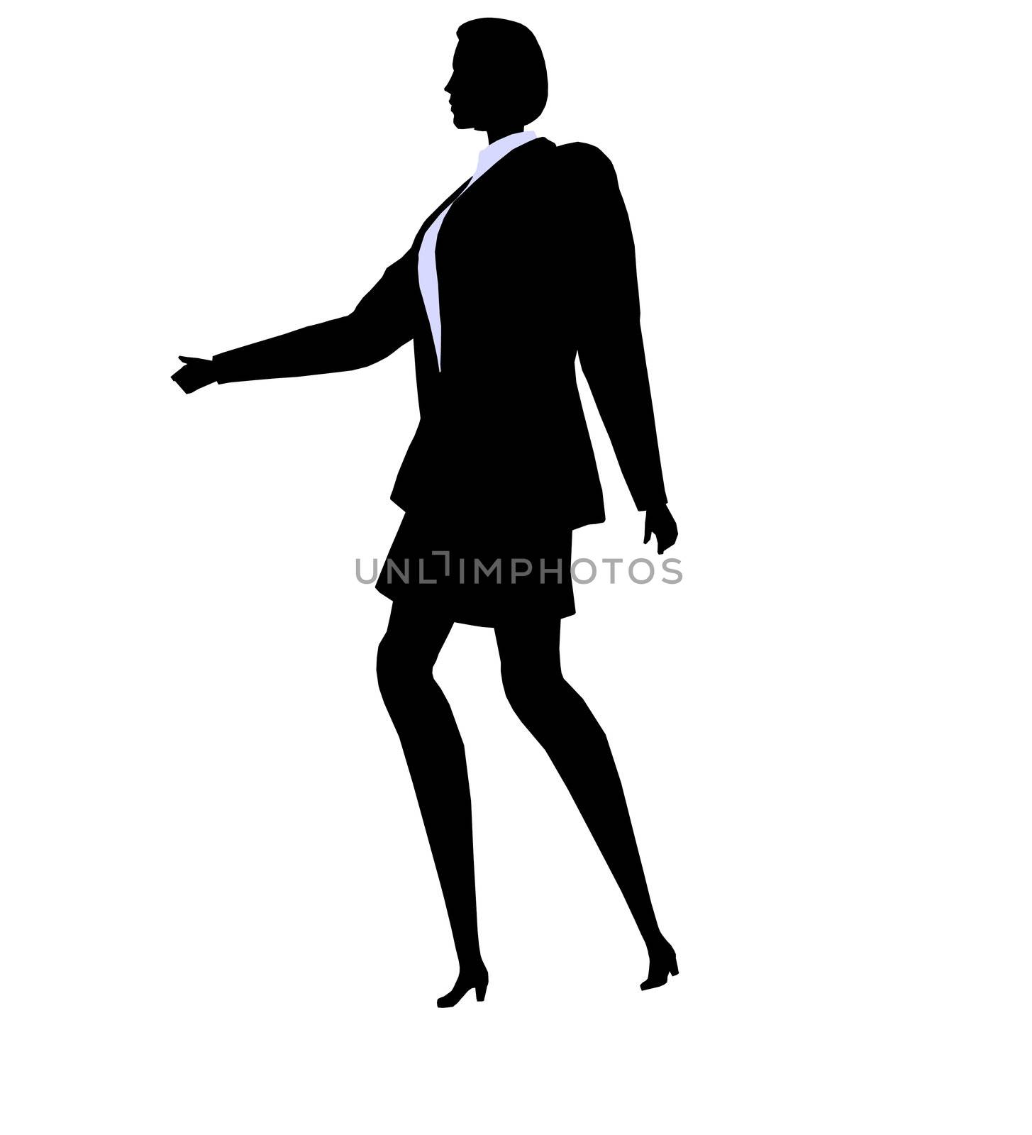Female business executive silhouette on a white background
