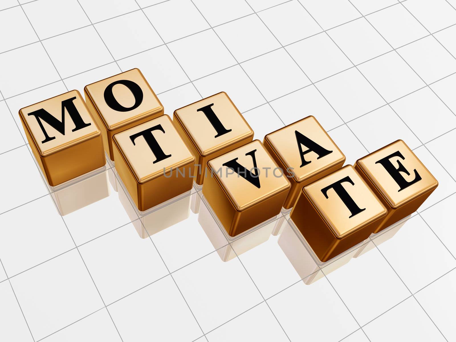 3d golden boxes with text - motivate, word