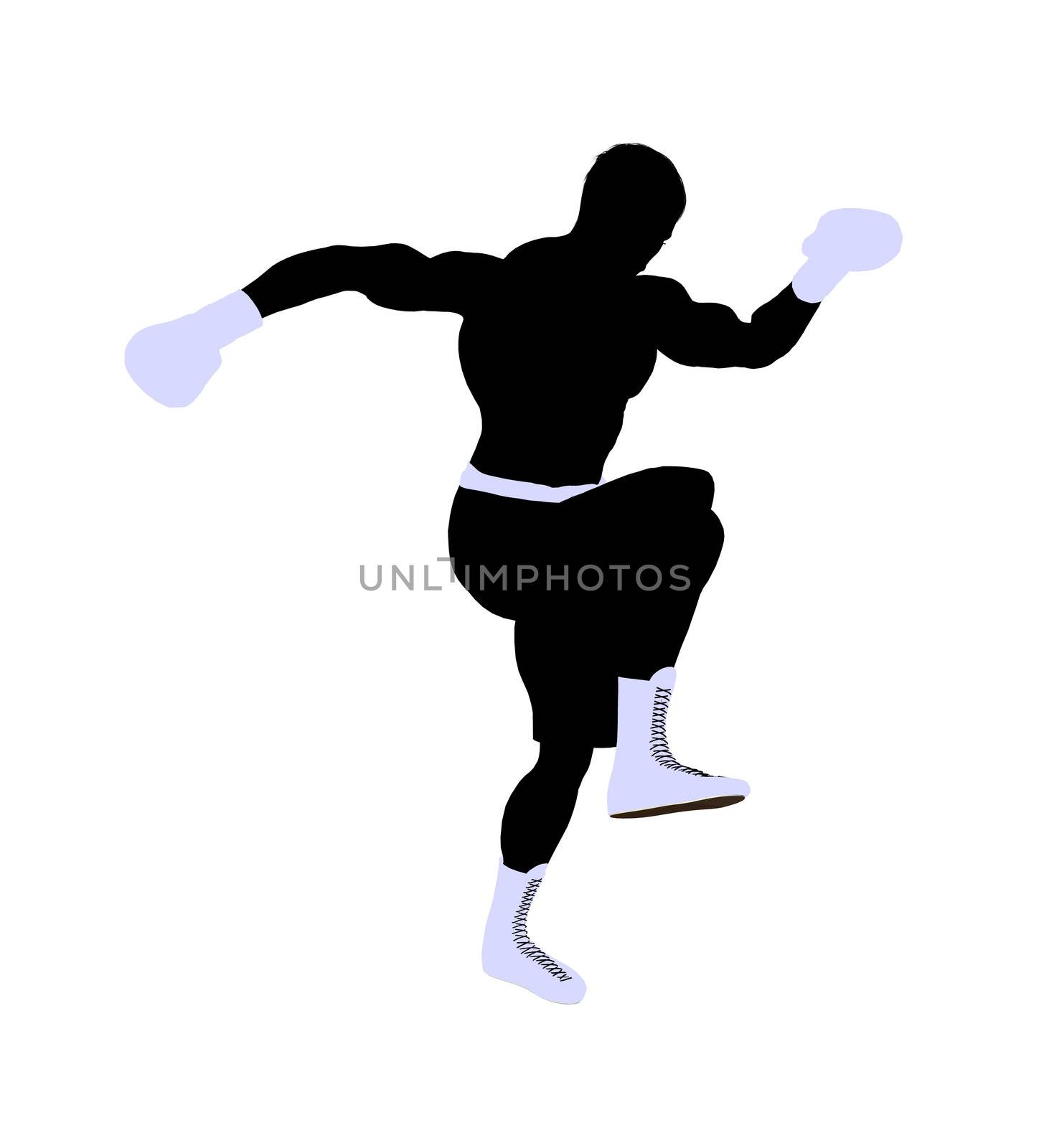 Male boxing art illustration silhouette on a white background