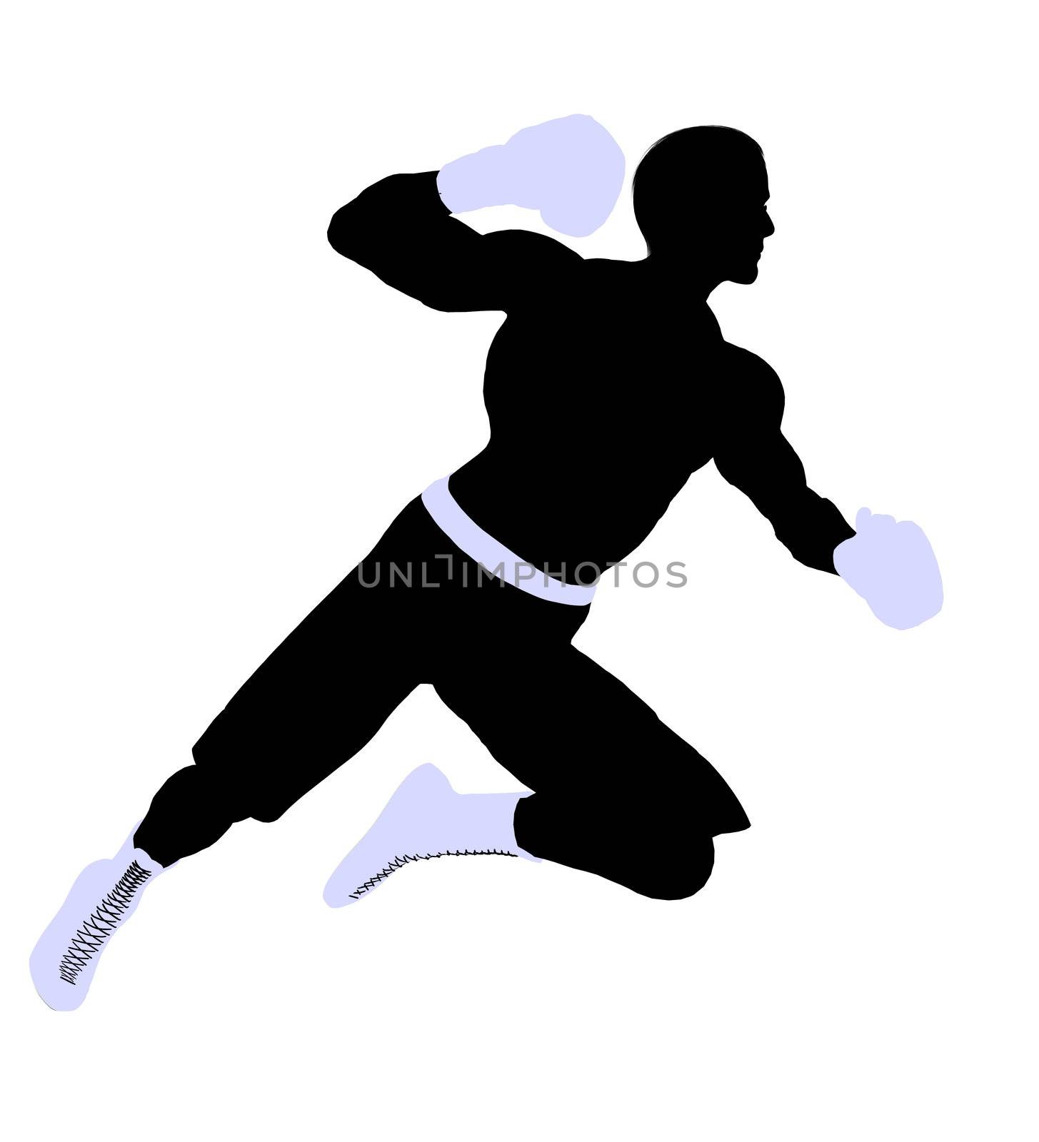 Male boxing art illustration silhouette on a white background