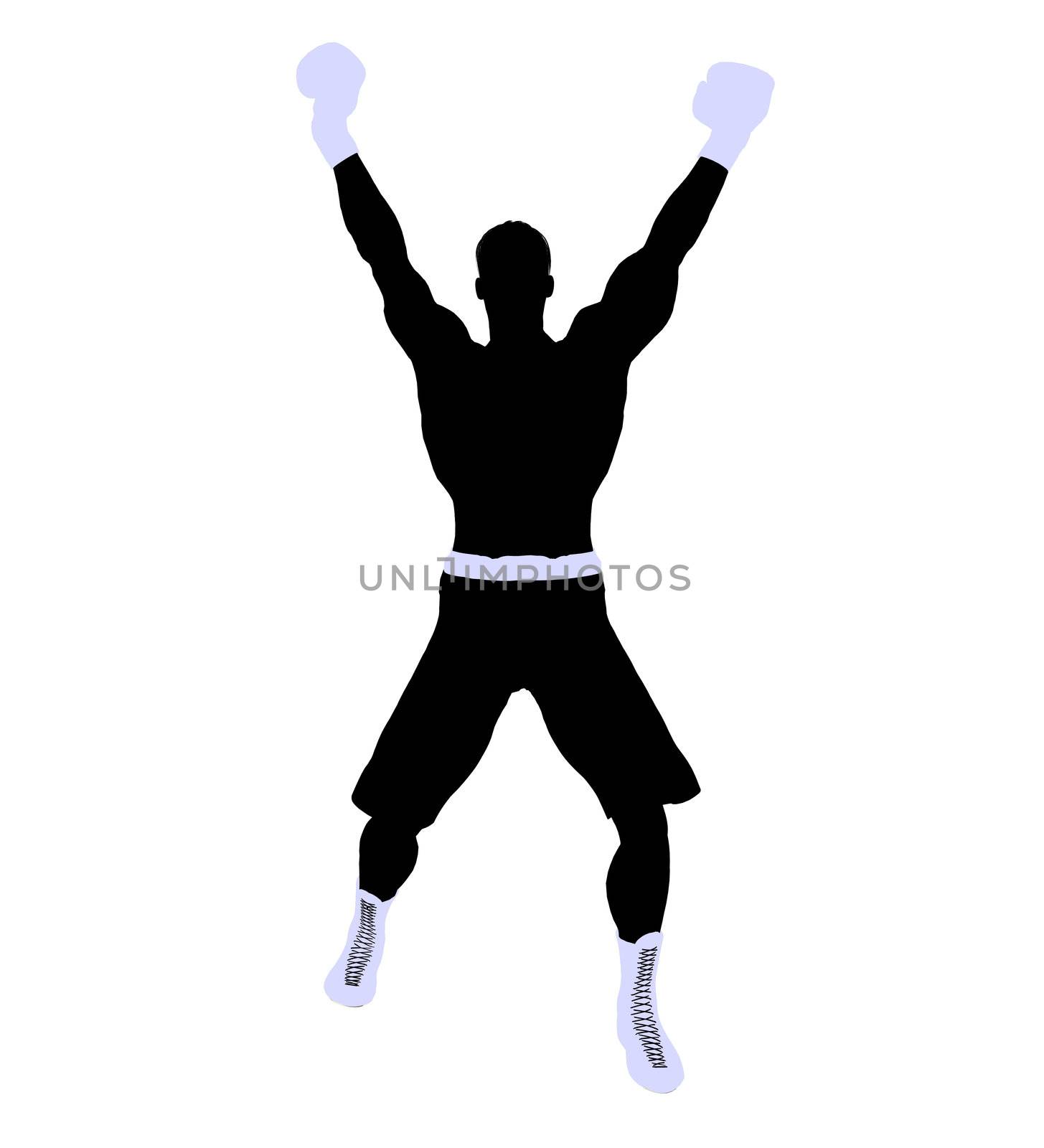 Male boxing art illustration silhouette on a white background