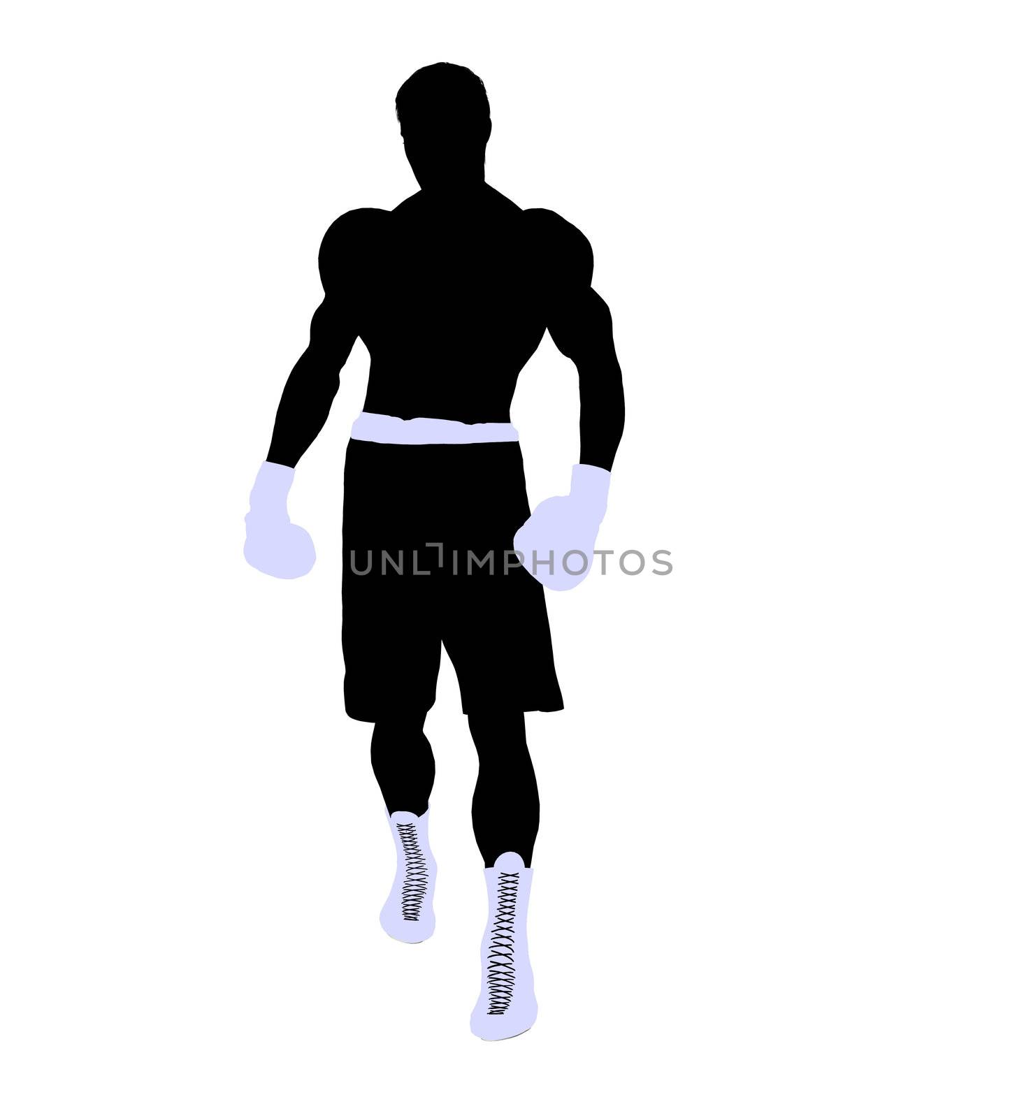 Male boxing art illustration silhouette on a white background