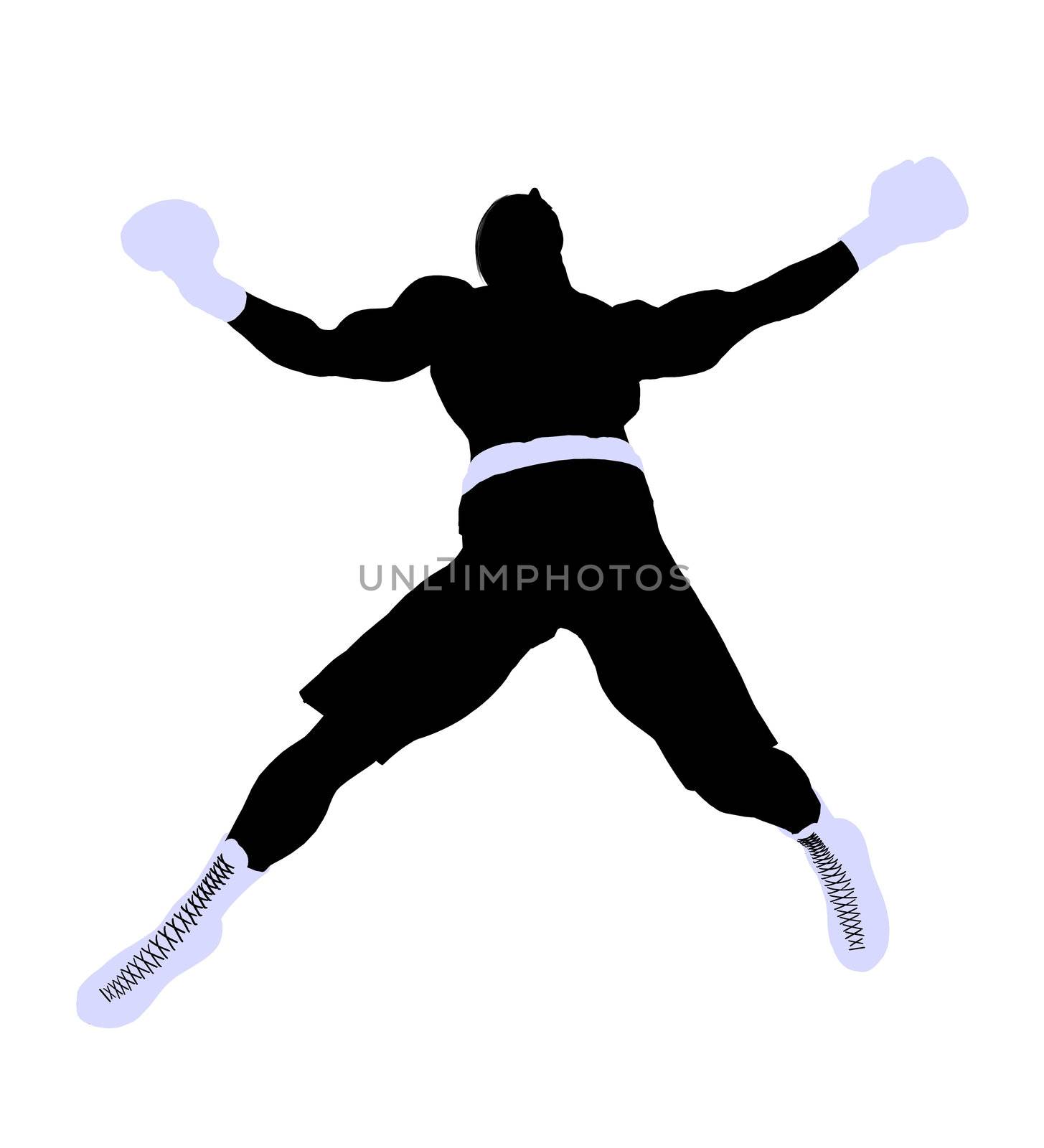 Male boxing art illustration silhouette on a white background
