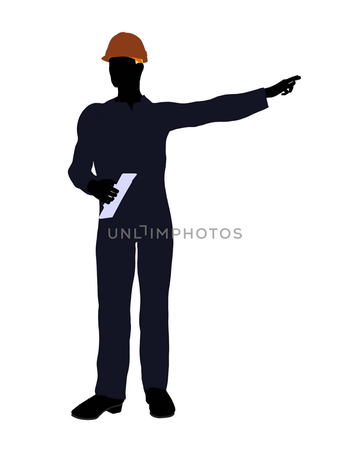 Male construction worker art illustration silhouette on a white background