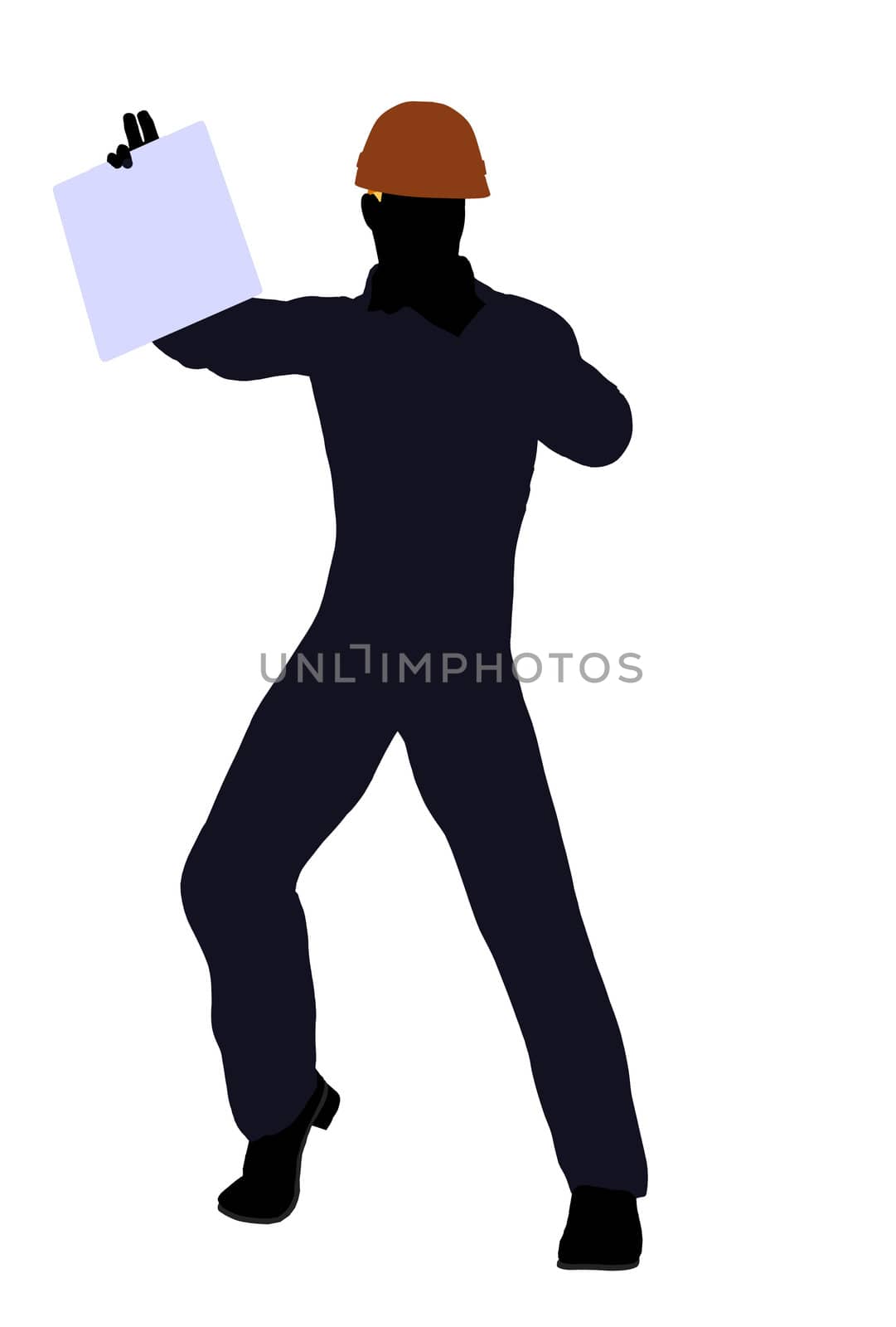 Male construction worker art illustration silhouette on a white background