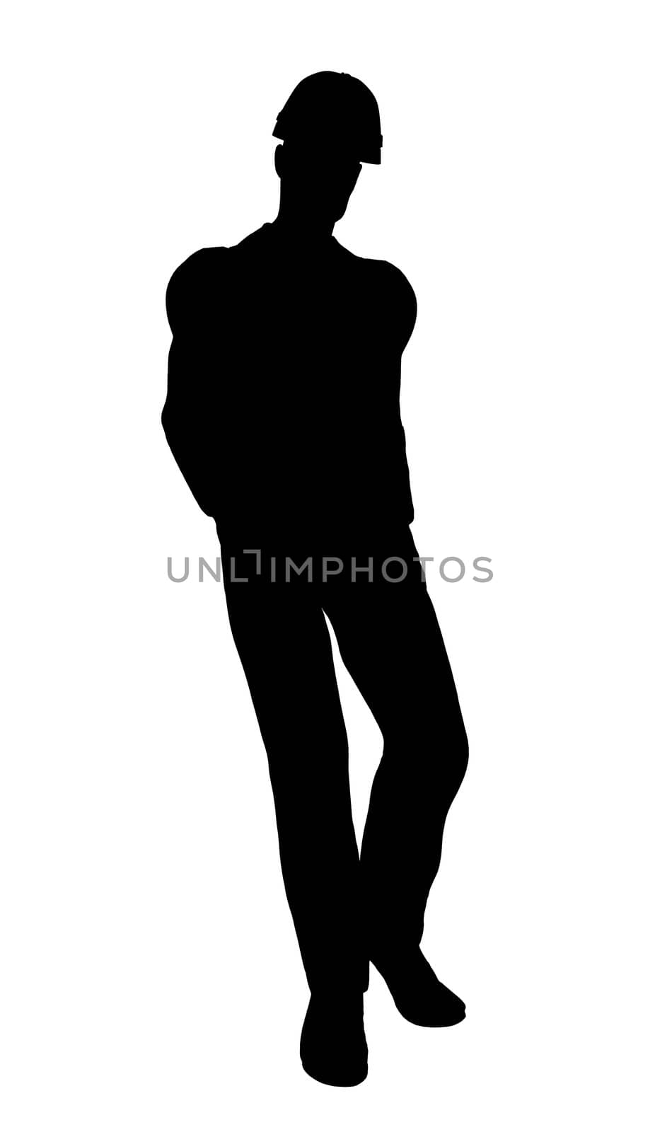Male construction worker art illustration silhouette on a white background