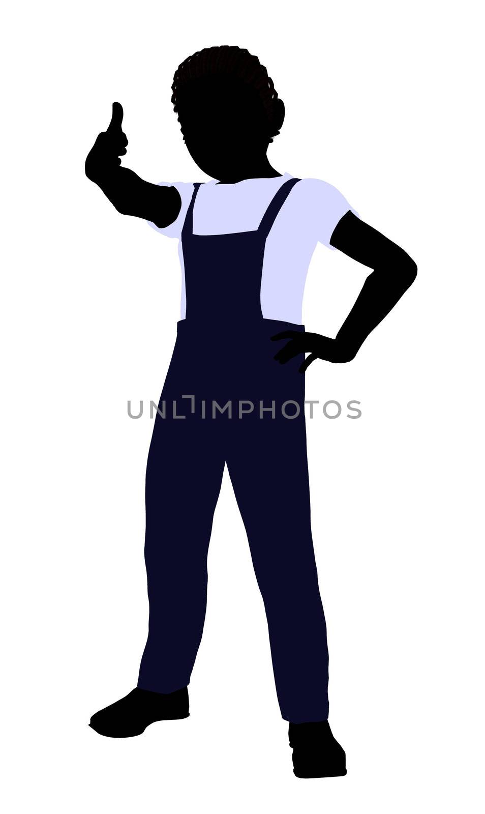 African American boy silhouette on a white background