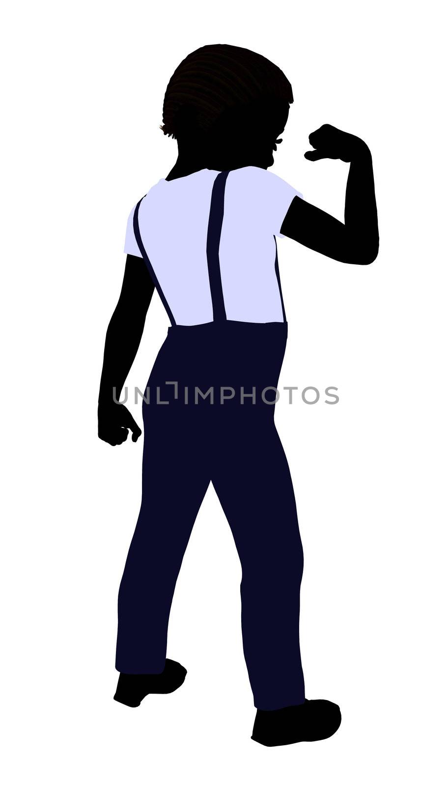 African American boy silhouette on a white background