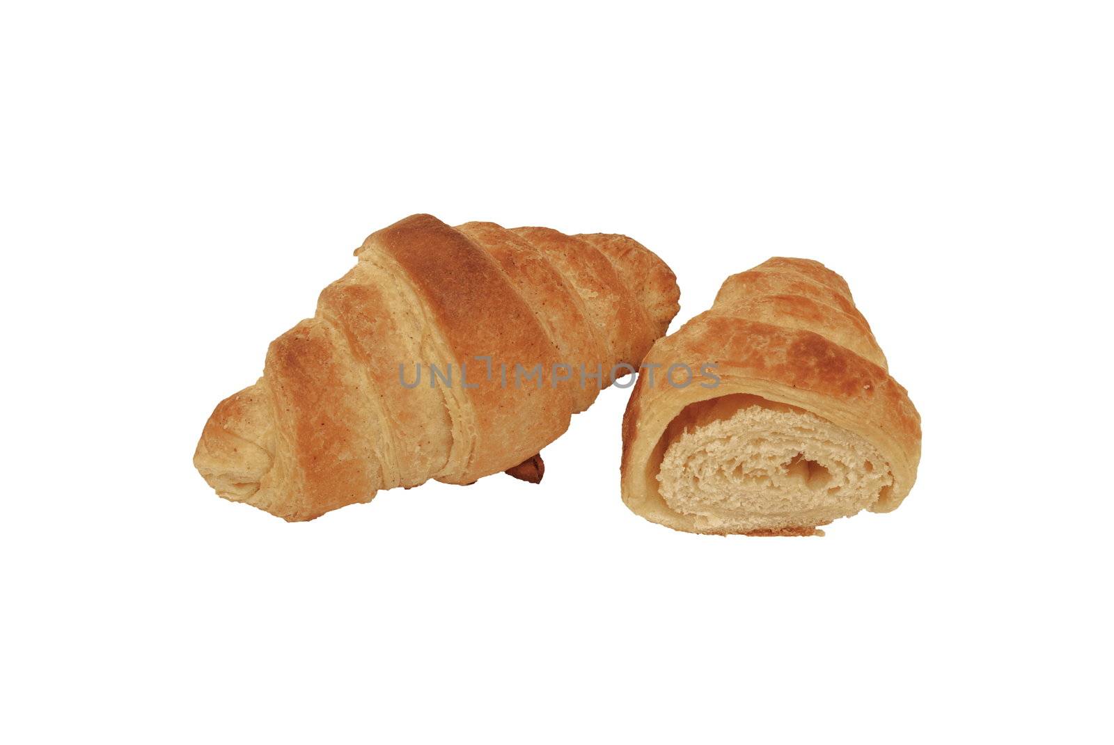 croissant cut isolated over white background