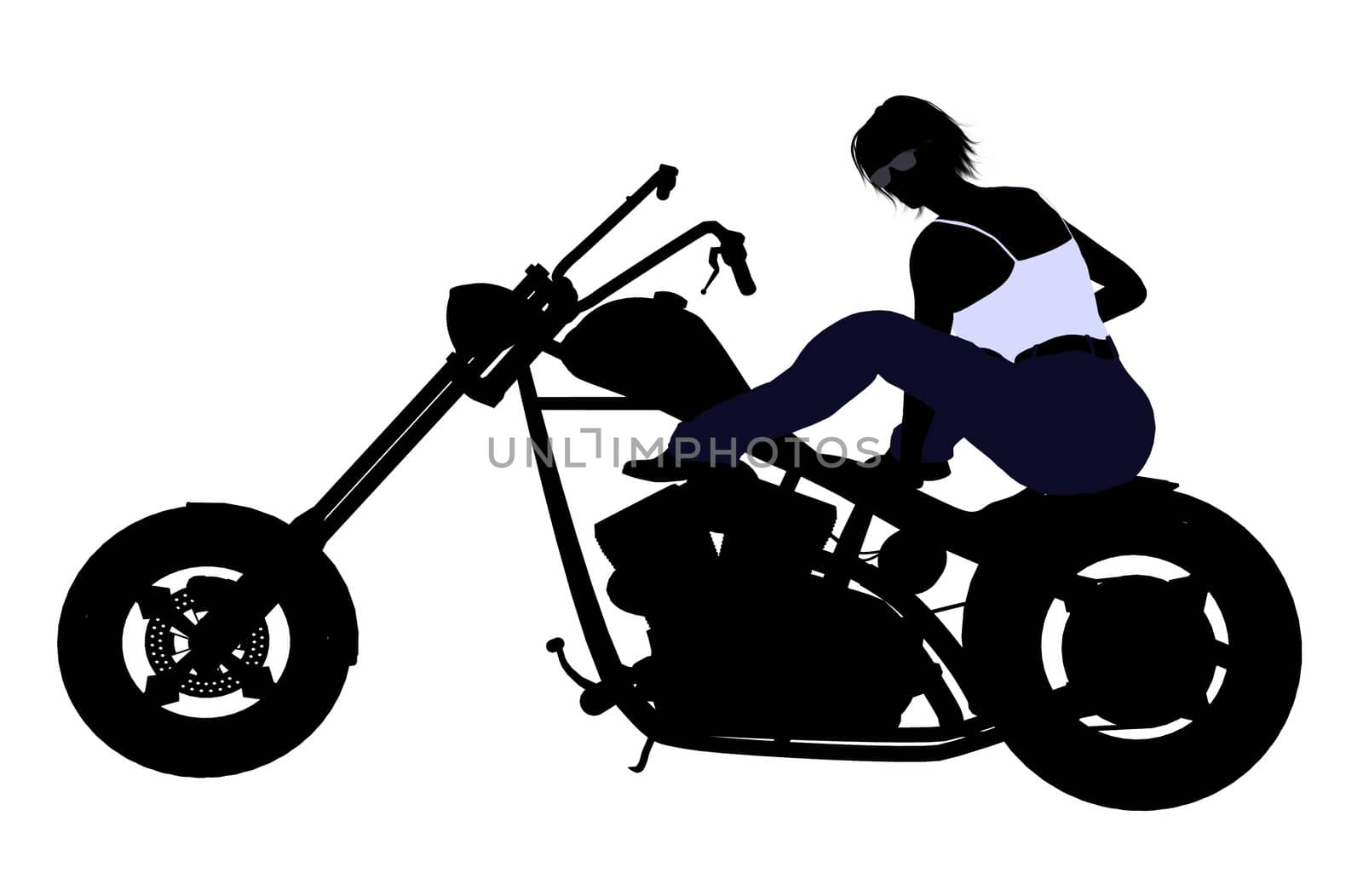 A female biker silhouette on a white background