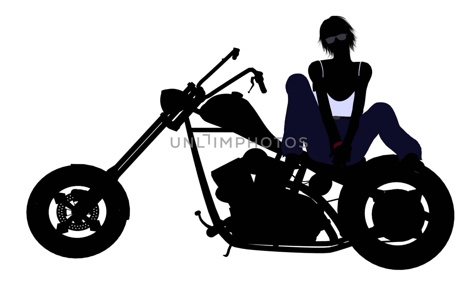 A female biker silhouette on a white background