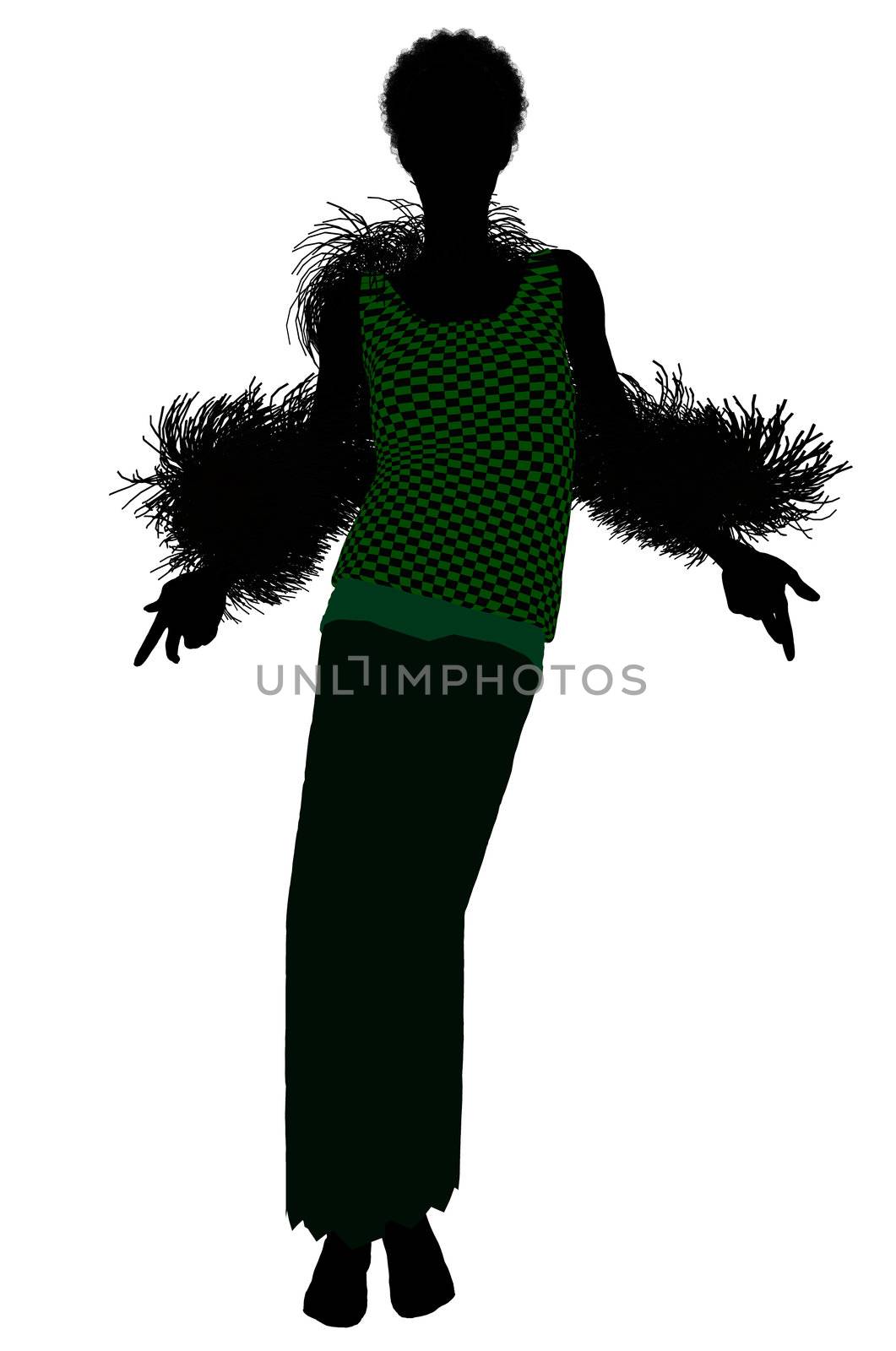 1920's female silhouette on a white background
