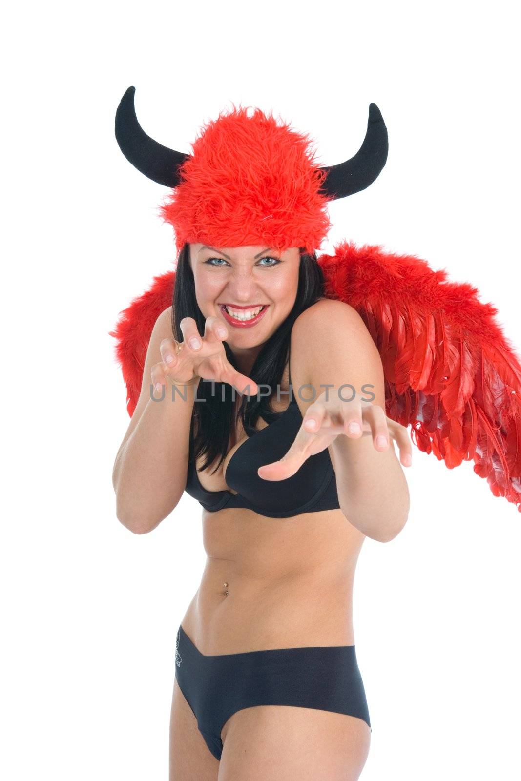 Beautiful sexual devil on white background