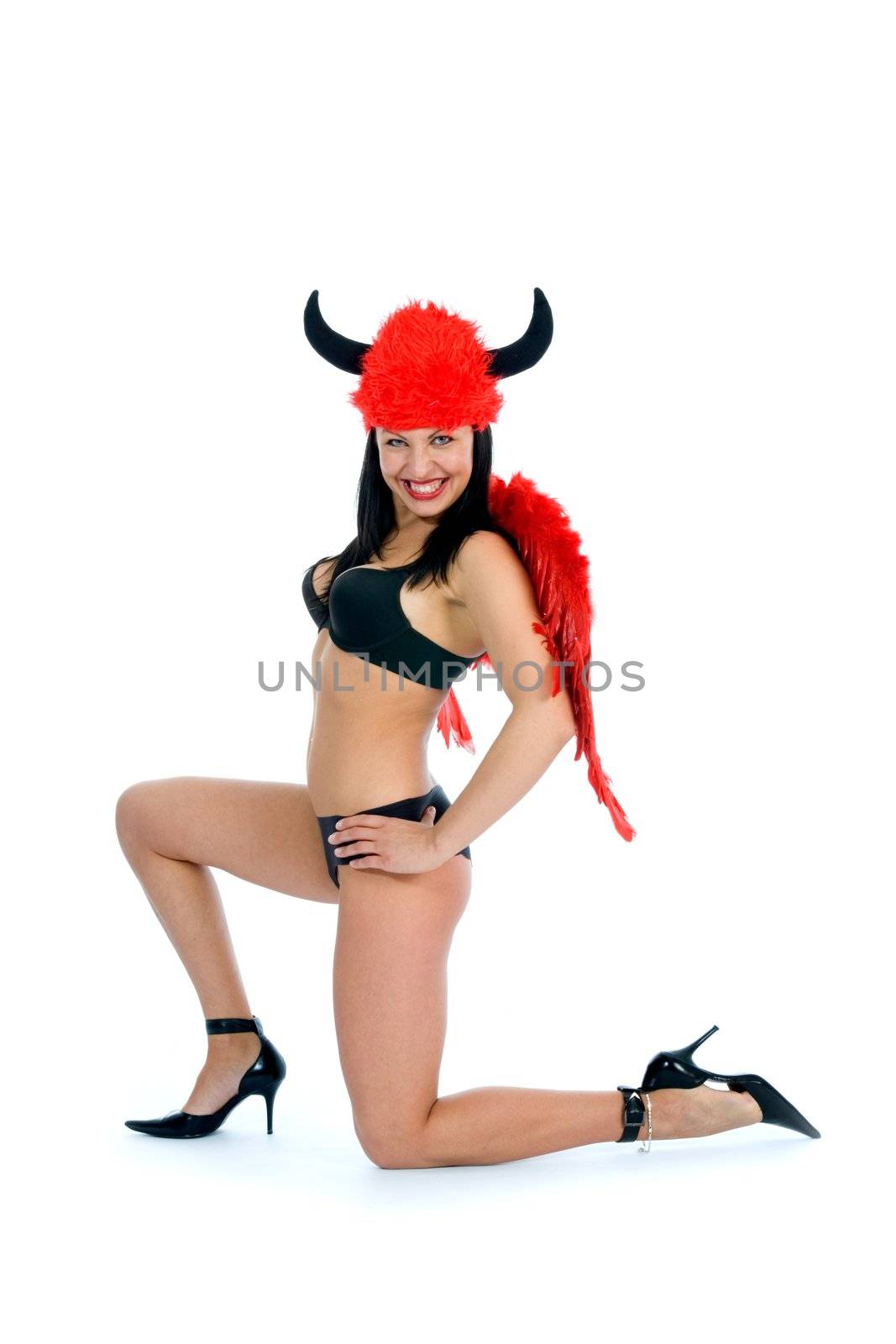 Beautiful sexual devil on white background