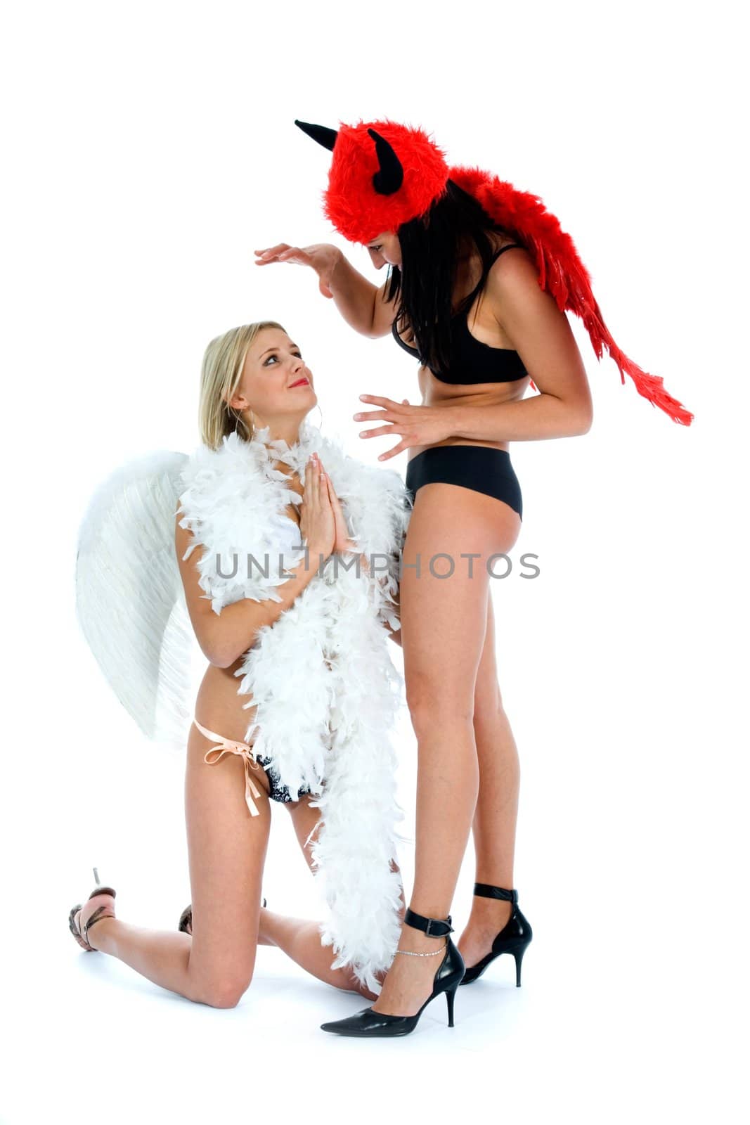 angel and devil on white background