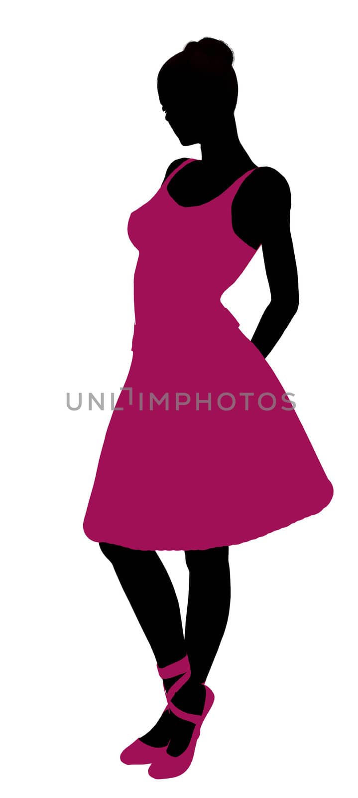 Female ballerina illustration silhouette on a white background