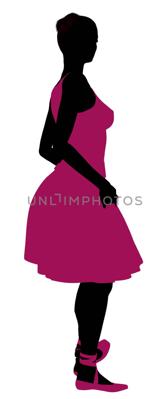 Female ballerina illustration silhouette on a white background