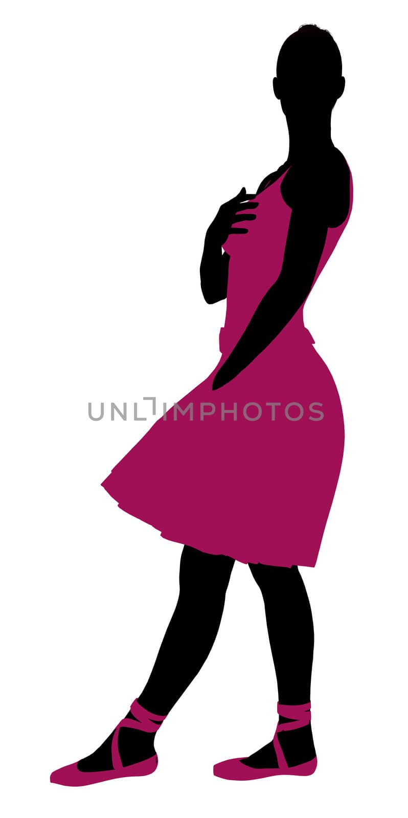 Female ballerina illustration silhouette on a white background