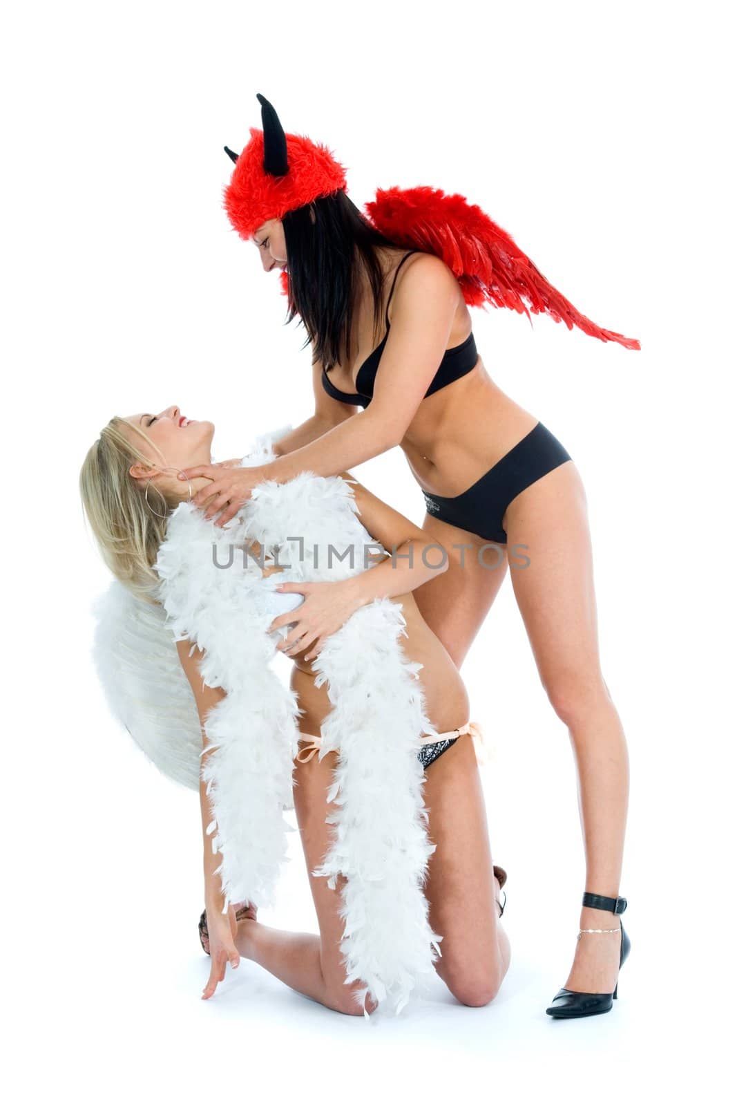angel and devil on white background
