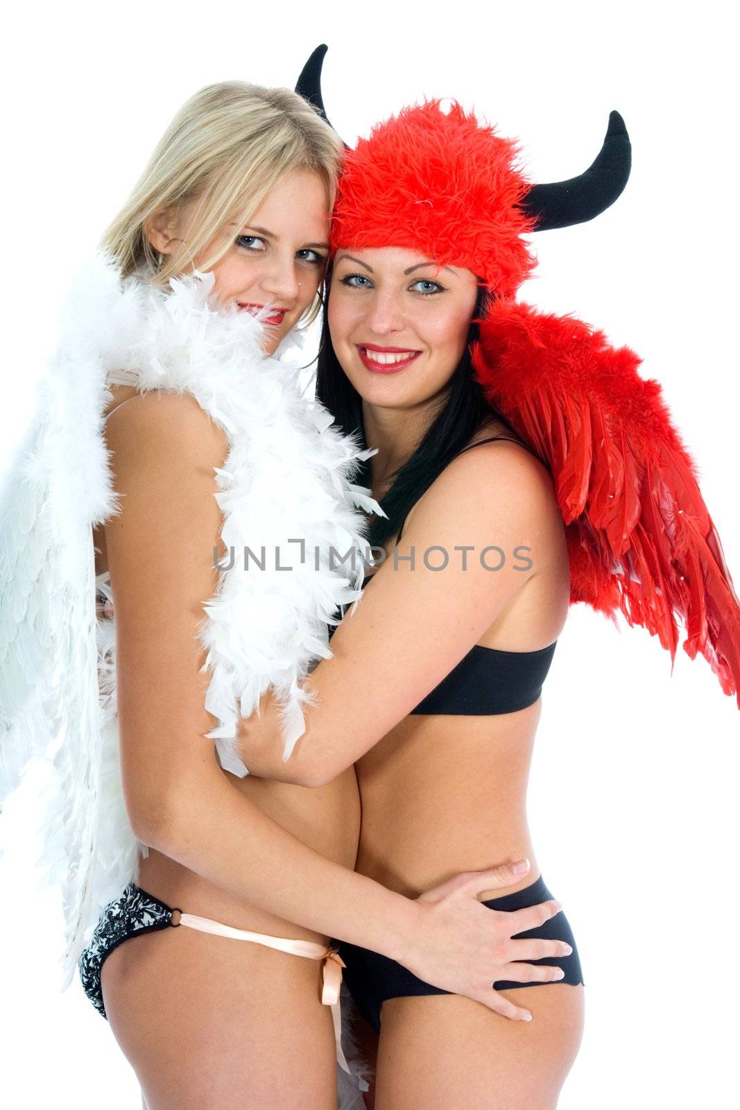 angel and devil on white background