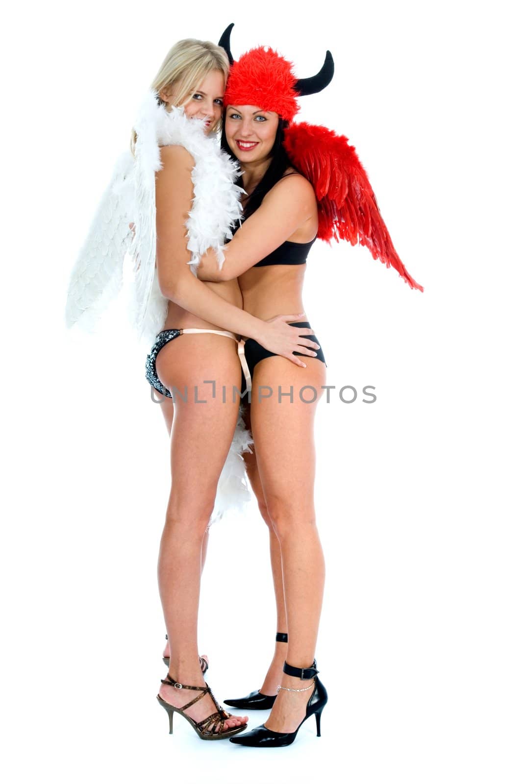 angel and devil on white background