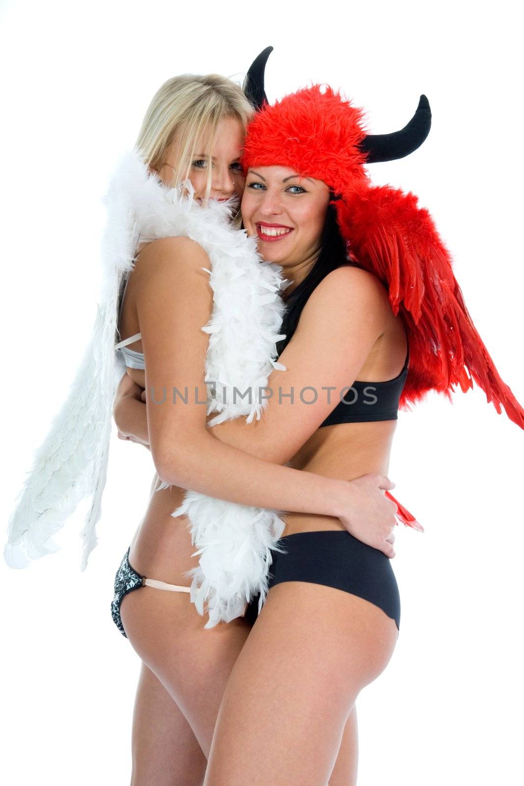 angel and devil on white background