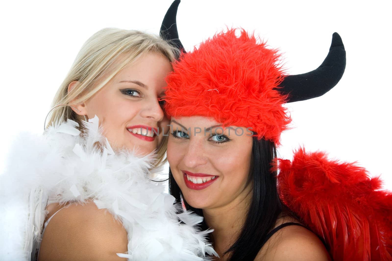 angel and devil on white background