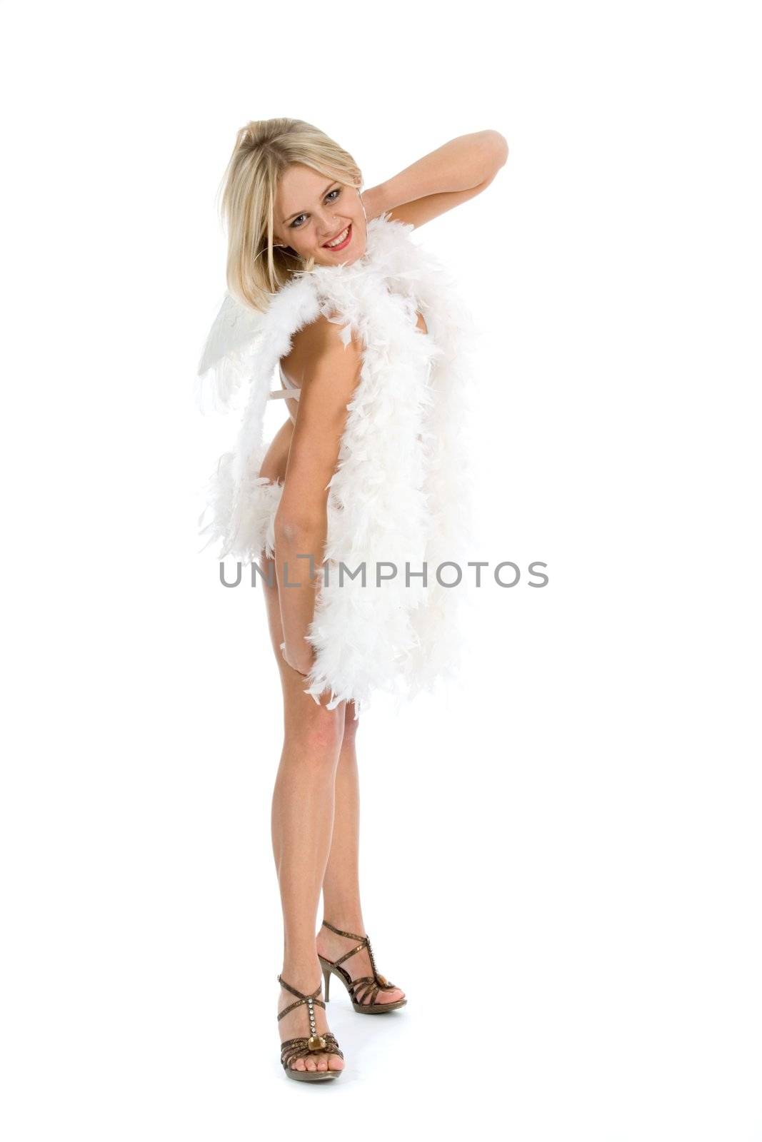 Beautiful sexual girl on white background