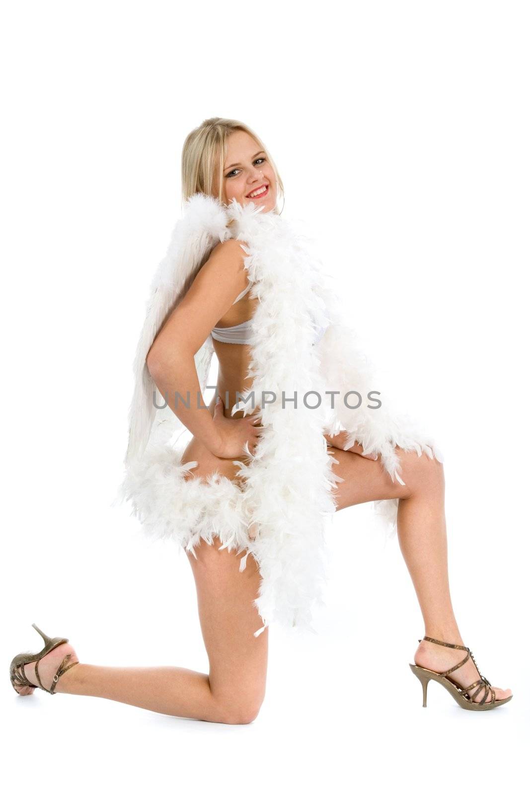 Beautiful sexual girl on white background