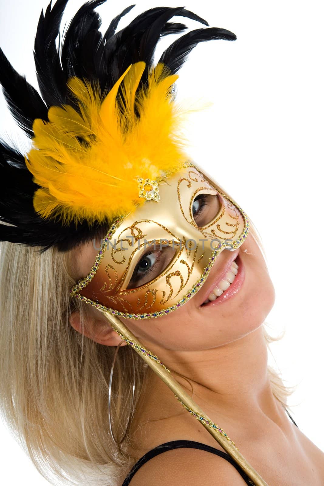 Portrait  girl with mask on white  background