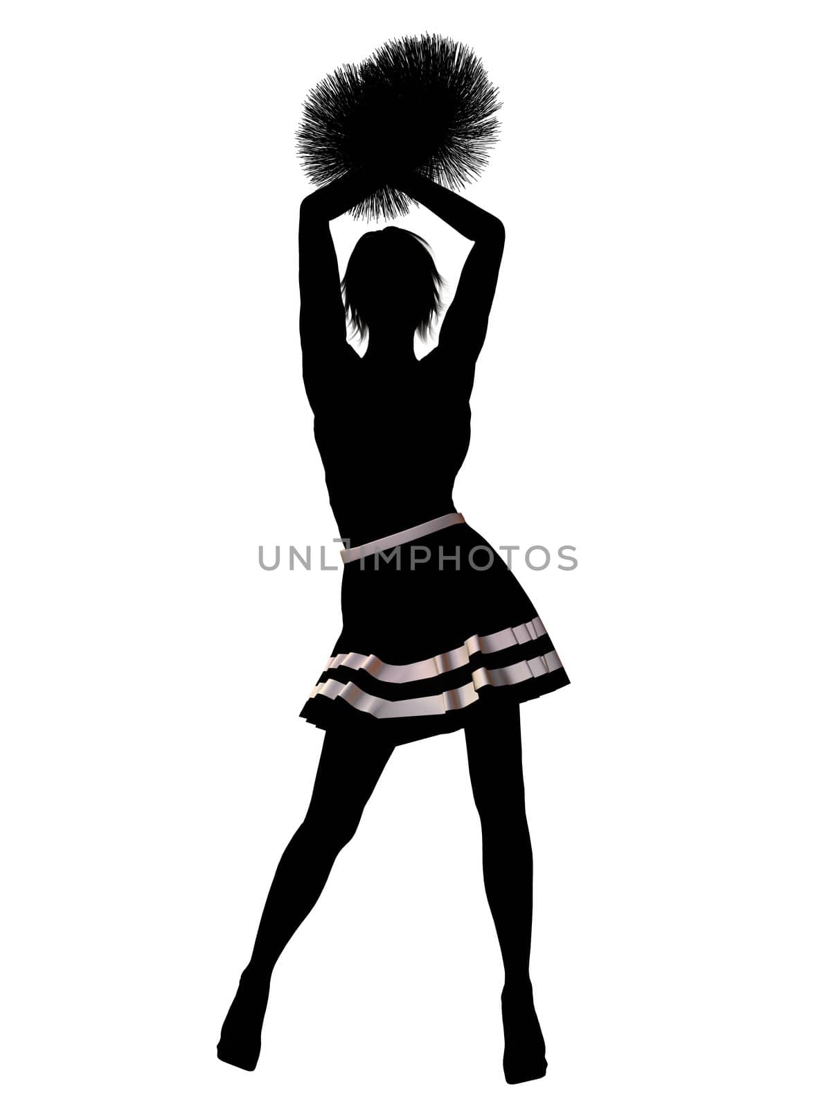 Female  cheerleader silhouette on a white background
