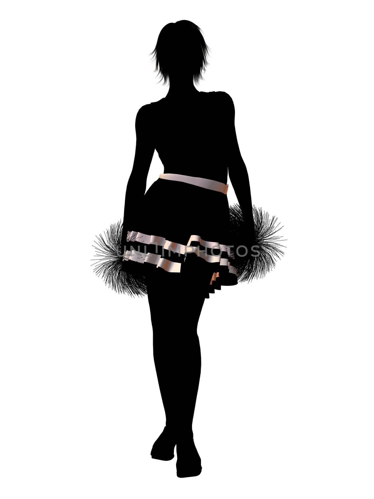Female  cheerleader silhouette on a white background