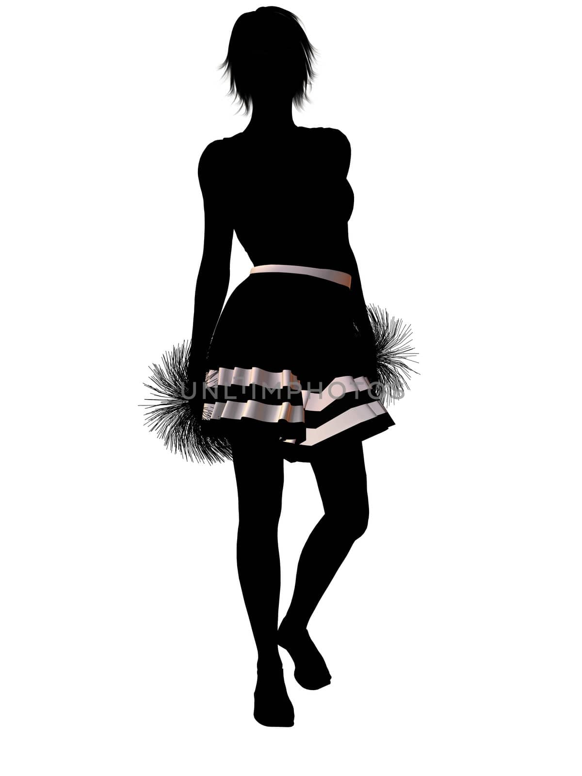 Female  cheerleader silhouette on a white background
