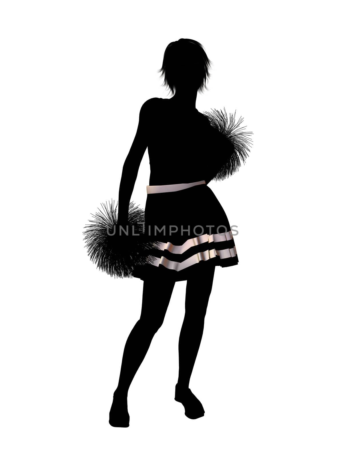 Female  cheerleader silhouette on a white background