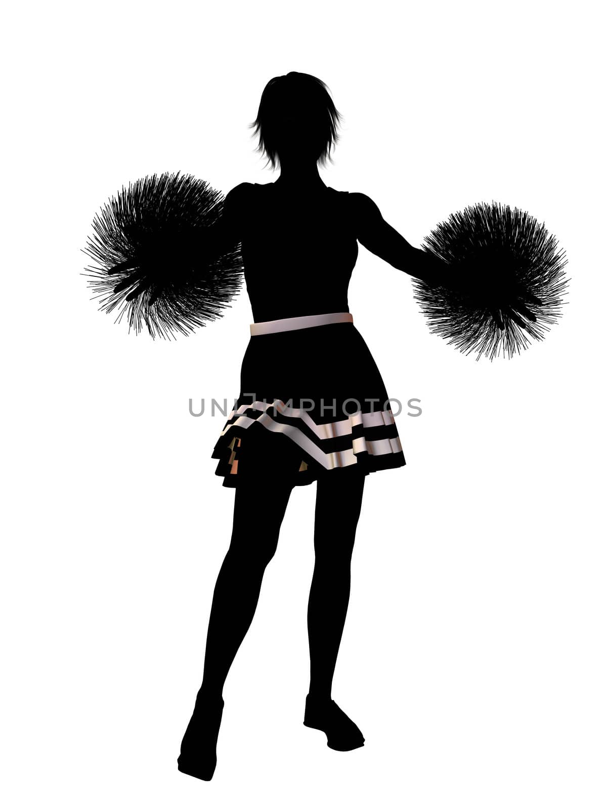 Female  cheerleader silhouette on a white background